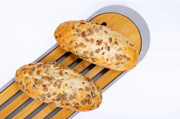 Healthy whole grain bread with sunflower seeds, healthy eating. Studio Photo