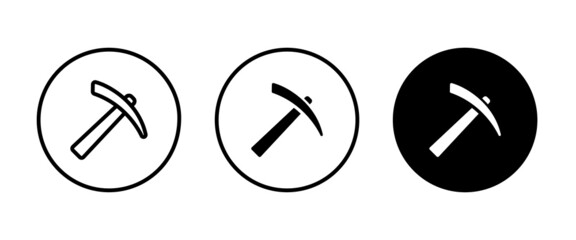 mining tool pickaxe, Mining, Hammer icon sign, symbol, logo, illustration, editable stroke, flat design style isolated on white