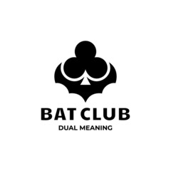 Bat and club leaf curly combinations,in background white ,vector logo design editable