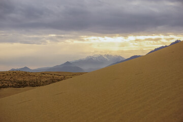 Beautiful sunset in the Chara desert