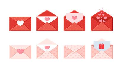 Set of holiday envelopes. Love message. Valentine's day love letter for postcard, poster, print, holiday card.