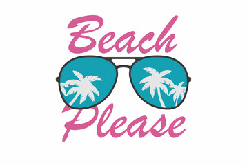 Aviator Sunglasses with Palms Reflection Vector illustration Background. Aviator Sunglasses. Aviator Sunglasses. Beach Please