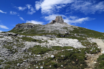 Panorama in Tre Cime dolomite national park, Italy, Trentino Alps