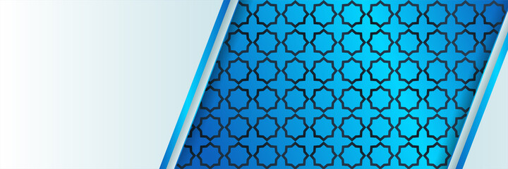 Luxury ramadan background with blueish arabesque pattern arabic islamic east style. Decorative design for print, poster, cover, brochure, flyer, banner.