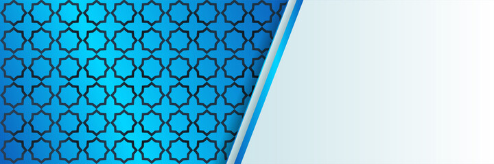 Naklejka premium Luxury ramadan background with blueish arabesque pattern arabic islamic east style. Decorative design for print, poster, cover, brochure, flyer, banner.