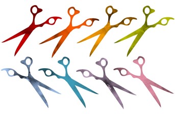 Coloured scissors set for cards and postcard and magazines and stickers and hobbies