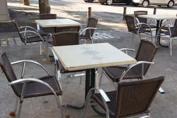 Table on the terrace of a restaurant