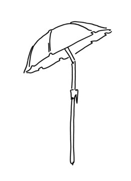 Simple Beach Umbrella. Black and White Hand drawn in Doodle style. Sun protection