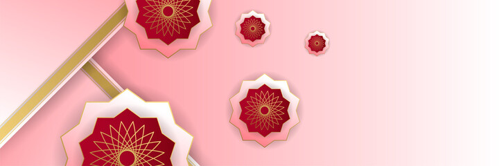 Luxury ramadan background with red arabesque pattern arabic islamic east style. Decorative design for print, poster, cover, brochure, flyer, banner.