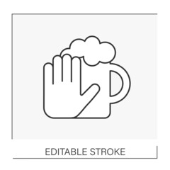  Alcohol line icon. Bad habit. Stop drinking beer. Drinking is bad for your health. Beer concept. Isolated vector illustration. Editable stroke