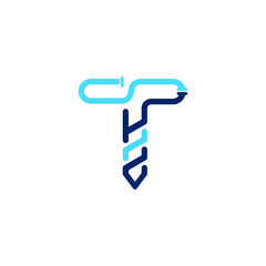 initial letter T drill logo design