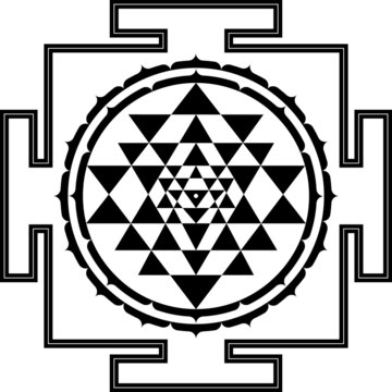 Black and white shri yantra
