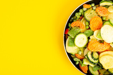 Mix of frozen bio vegetables. Studio Photo.