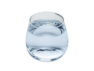 Transparent glass of water, on a white background. Close-up