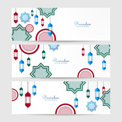 Ramadan kareem horizontal banner background. Ramadan kareem islamic greeting card background vector illustration