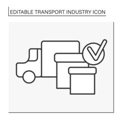  Transport company line icon. Organization leased vehicles for transportation. Freight express services.Industry type concept. Isolated vector illustration. Editable stroke
