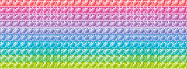 Fidget toy pattern. Popit sensory vector toy. Seamless pastel rainbow popular pop it. 3d soft realistic antistress fidgeting toy. Bubble popit fidget vector. Anti stress sensory cartoon illustration