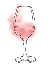 Glass of red wine with splashes, isolated on white background