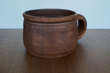       Ceramics, a ceramic product made with your own hands, made on a potter's wheel, a jug, a mug, clay.       