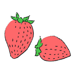 春のフルーツイラスト いちご カラー版 鉛筆風線