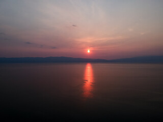 Fototapeta premium Colorful sunrise at lake Ohrid