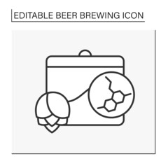  Fermenting line icon. Yeast converts glucose in wort to ethyl alcohol. Beer brewing concept. Isolated vector illustration. Editable stroke