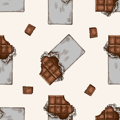 Seamless pattern with hand drawn colored chocolate
