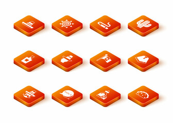 Set Mexican man sombrero, Hola, Tequila bottle, with lemon, Mexico flag, Taco tortilla and Poncho icon. Vector © vector_v