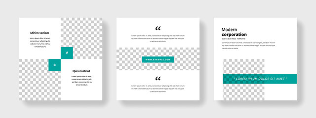 Trendy contemporary design, editable web banner, clean business social media layouts with photo placeholder, modern corporate square templates for corporation