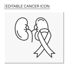  Disease line icon. Kidney cancer. Renal cell carcinoma.Tumors inside human internal organ. Healthcare concept. Isolated vector illustration. Editable stroke