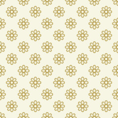 Floral ornament. Seamless abstract classic background with golden flowers. Pattern with repeating floral elements. Ornament for fabric, wallpaper and packaging