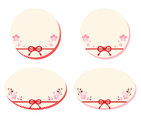 水彩風の桜の和風フレームセット【円】　ベクター素材