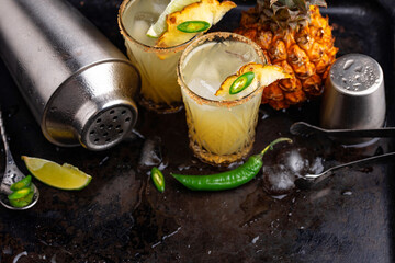 Margarita with pineapple and jalapeno
