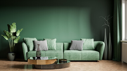 Beautiful interior of a modern room. Bright and clean design. 3D rendering