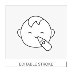  Nasal aspirator line icon. Treatment for toddlers. Childhood concept. Isolated vector illustration. Editable stroke