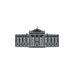 White House Icon Silhouette Illustration. Washington Monument Vector Graphic Pictogram Symbol Clip Art. Doodle Sketch Black Sign.