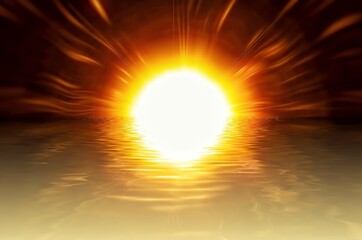 Obraz premium 水平線から昇る太陽のイラスト