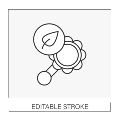  Toy line icon. Entertainment tooth rattle. Organic baby products. Baby concept. Isolated vector illustration. Editable stroke
