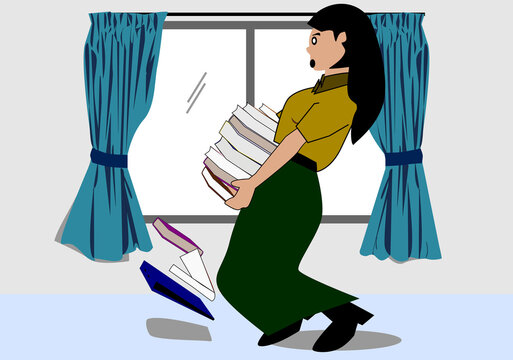 Women make book and ducuments fall