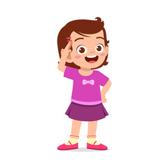 cute little girl stand and give salute pose
