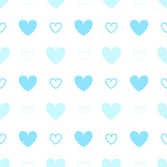 Cute illustration of blue heart. seamless pattern. can be used for wallpaper, wrapping paper, background, cover, fabric, textile, apparel