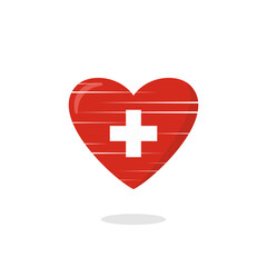 Switzerland flag shaped love illustration