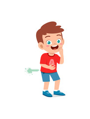 cute little boy can not hold fart and feel shame