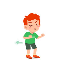 cute little boy can not hold fart and feel shame