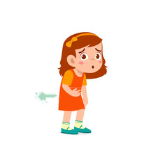 Obraz premium cute little girl can not hold fart and feel shame