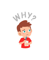 cute little boy holding note book as journalist