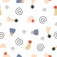 seamless pattern with cartoon comet, decor elements. Colorful vector flat style for kids. Space. hand drawing. baby design for fabric, print, wrapper, textile