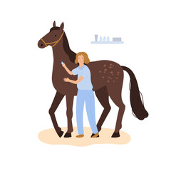 a vector image of woman making vaccination