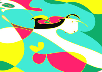 Naklejka premium Artwork and hand drawn trendy contemporary abstract shapes.Brush stroke.