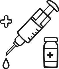Anesthesia syringe injection icon drawn by hand vector